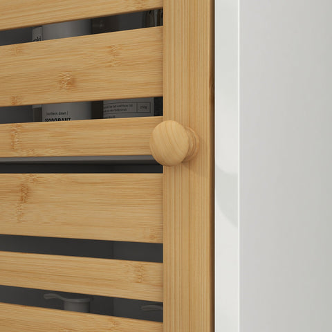 Rootz Bathroom Cabinet - Storage Cabinet - Bamboo - Space-Saving - 35b x 30t x 170h cm