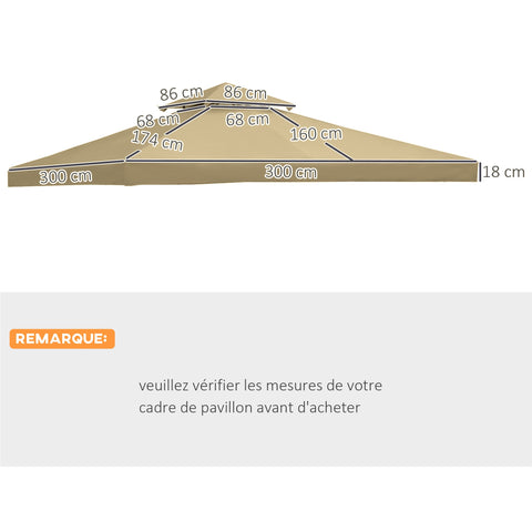 Rootz Pavilion Shade Sail - Sunshade Canopy - Gazebo Cover - Durable & UV Resistant - 3m x 3m - High Density Polyester 180gsm - Brown