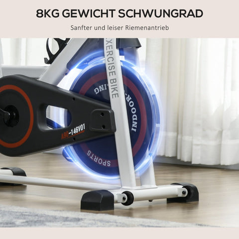 Rootz Exercise Bike - Indoor Cycling Bicycle - Home Trainer - 8kg Flywheel - Adjustable Resistance - Steel Frame - 103cm x 53cm x 100-114cm