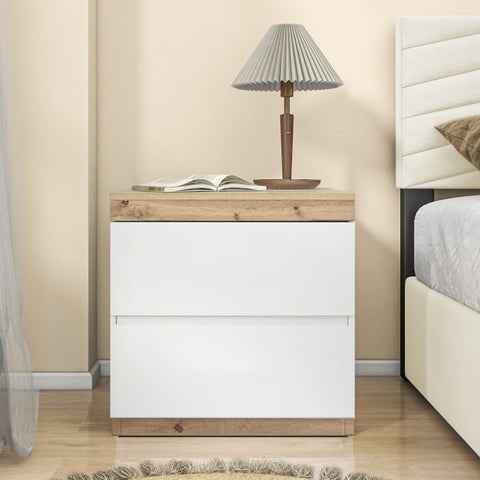 Rootz Stylish Bedside Table - Nightstand - Bedside Cabinet - Ample Storage - 55cm x 40cm x 55cm