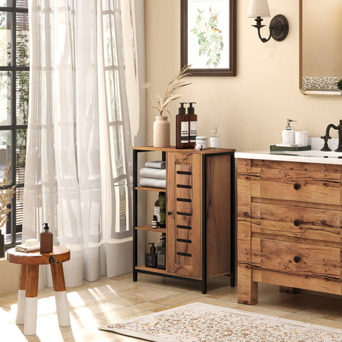 Rootz Freestanding Bathroom Cabinet - Industrial Design - Rustic Storage Shelf - Adjustable Shelves - 60cm x 30cm x 85cm