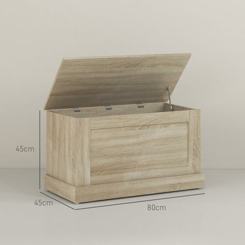 Rootz Wooden Storage Box - Toy Chest - Safety Hinge Box - 136kg Load Capacity - 80cm x 40cm x 45cm - Brown