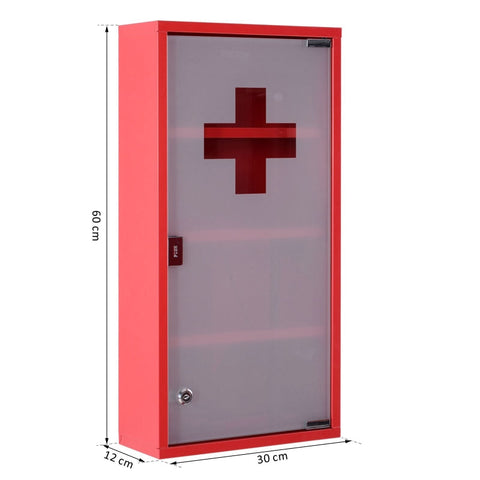 Rootz Medicine Cabinet - Secure Storage - Stylish Design - Functional Organizer - High-Quality Steel & Safety Glass - 30cm x 12cm x 60cm