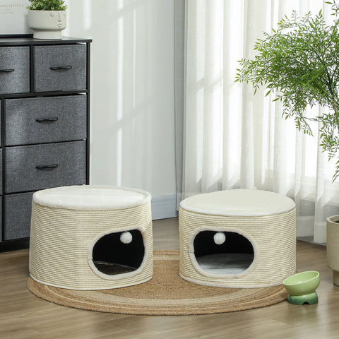 Rootz Modular Cat Tower - Scratching Tree - Cat Condo - 3 Levels Comfort - Ø 51 x 69 cm Brown