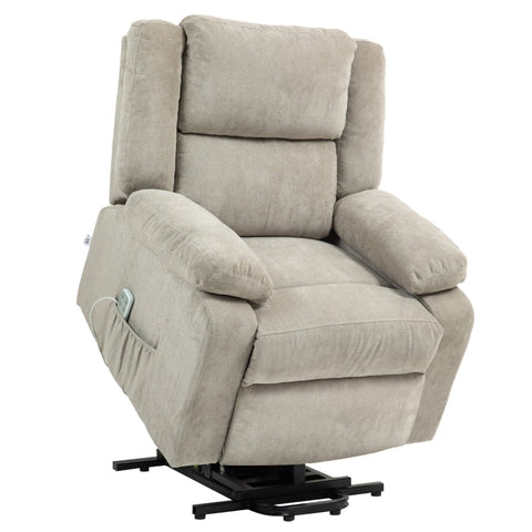 Rootz Electric Reclining Chair - Lift Chair - Zero Gravity Senior Chair - Stand-Up Aid - Mobility Assistance - Light Gray - Plush - 91cm x 93cm x 105cm