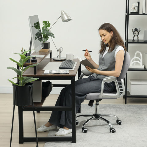 Rootz Ergonomic Office Chair - Desk Chair - Grey Seat - Padded Backrest for Comfort - 59.5cm x 60.103cm - Adjustable Height