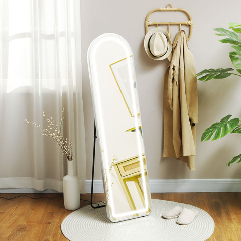 Rootz Full-Body Mirror with LED - Dressing Mirror - Standing Mirror - Adjustable Light & Memory Function - 150x40cm - Silver