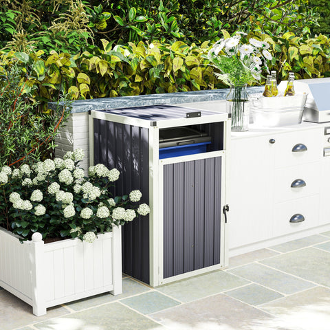 Rootz Outdoor Waste Bin Cover - Garbage Can Shelter - Trash Bin Enclosure - Ventilated, Weather-resistant, 73 x 81 x 122 cm