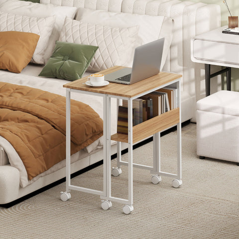 Rootz Foldable Desk - Convertible Side Table - Space-Saving Open Shelf - Optimal Room Utilization - 63cm x 50cm x 75cm Folded Out