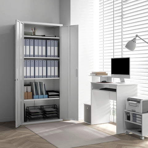 Rootz File Cabinet - Office Cabinet - Storage Shelves - Metal - Durable & Secure - 80b x 40t x 180H cm