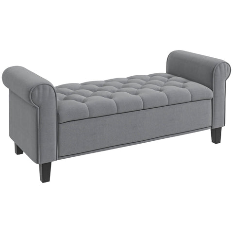 Rootz Upholstered Bed Bench - Velvet Bench - Storage Bench - Elegant Design - Ample Storage - Comfortable Seating - 126cm x 48.5cm x 57cm - Gray