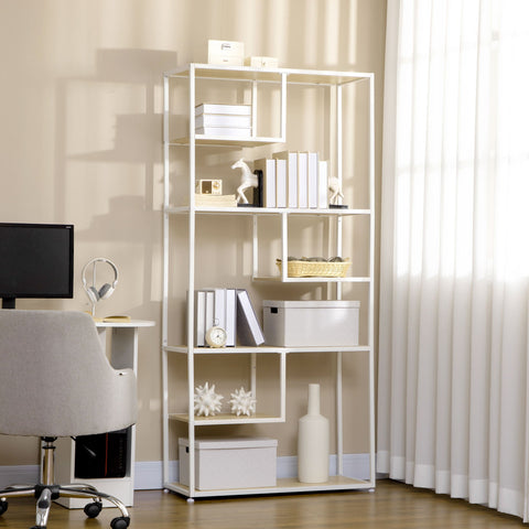 Rootz 7 Level Bookcase Shelf - Metal Frame - Industrial Style - Space Optimization - 83cm x 34cm x 180cm