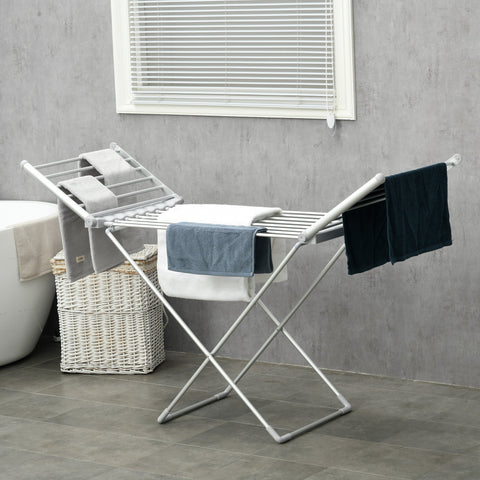 Rootz Heated Electric Laundry Rack - Drying Rack - Foldable Clothes Rack - Saves Drying Time - 144l x 53b x 91h cm