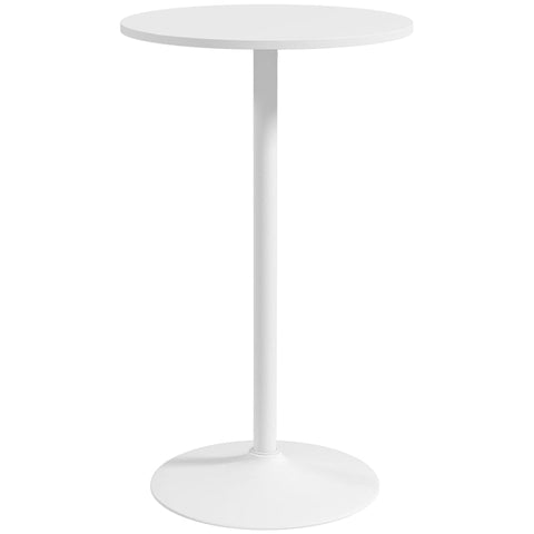 Rootz Bar Table - Table For 2 People - Modern Design - Round Table - Powder-coated Steel - White - 60 x 60 x 102 cm