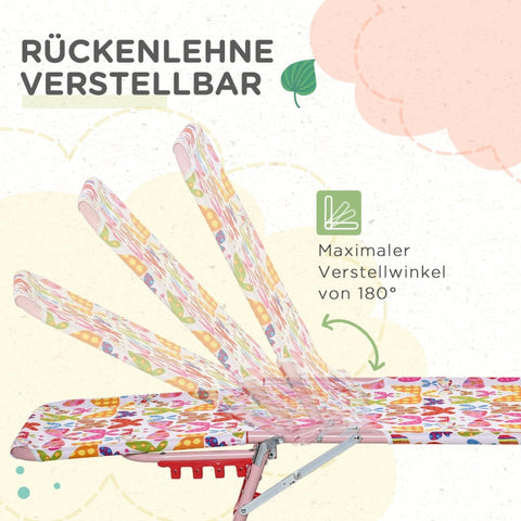 Rootz Children's Garden Furniture Set - Kids Porch Swing - Child Sun Lounger - Solid Metal Frame - Adjustable Canopy - Child-Friendly Design - 110L x 70W x 110H cm