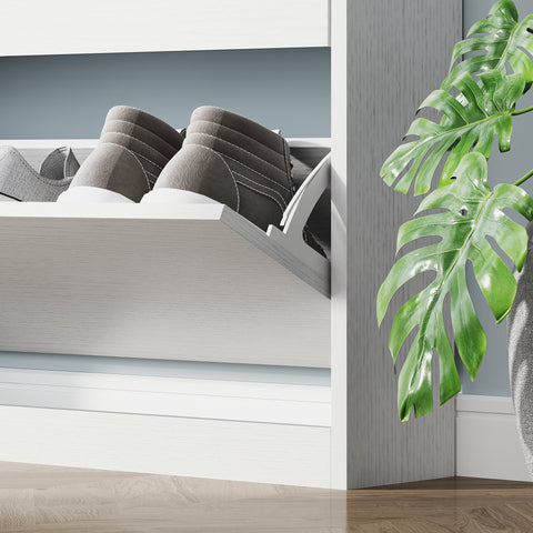 Rootz Shoe Cabinet - Footwear Organizer - Shoe Storage - Holds 12 Pairs - Chipboard - 80 x 17 x 108 cm - White