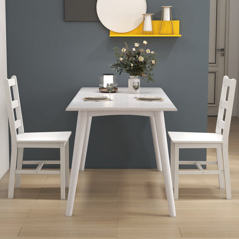 Rootz 2 Set Dining Chairs - Kitchen Chairs - Wood Kitchen Chairs - Excellent Back Support - 41.5 x 46 x 90 cm - White