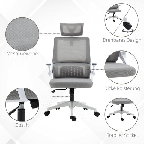 Rootz Vinsetto Office Chair - Desk Chair - Ergonomic Chair - Ultimate Comfort - Adjustable Height - Lumbar Support - 58cm x 61cm x 102-119cm