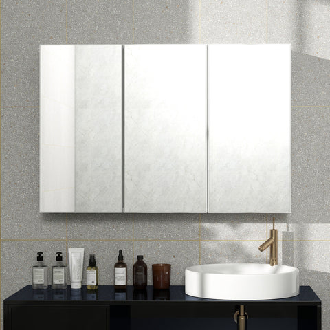 Rootz Bathroom Mirror Cabinet - Bathroom Storage - Wall Mounted Cabinet - Space Saving - 90cm x 15.5cm x 60cm - White Chipboard