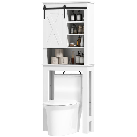 Rootz Toilet Overhead Storage Cabinet - Bathroom Cupboard - Barn-Style Organizer - Space-Saving Design - 67 x 25 x 172 cm