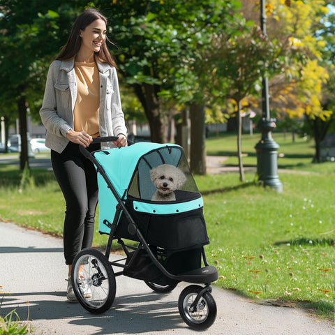 Rootz Dog Buggy - Pet Car - Stroller for Small Dogs and Cats - One-Click Fold - 100cm x 58cm x 100cm - Blue