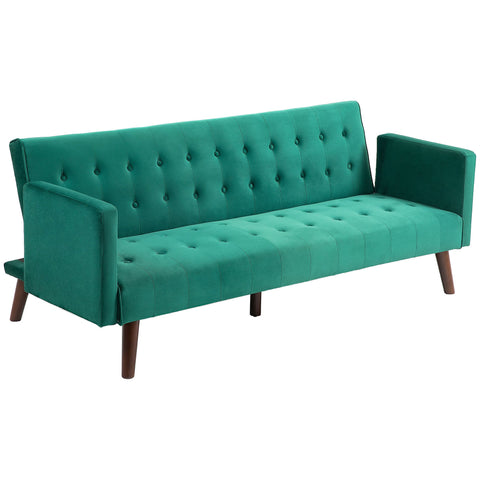 Rootz 3-Seater Sofa Sofa - Elegant Padded Couch - Velvet Sofa Bed - Click-Clack Mechanism - 183cm x 79cm x 73.5cm