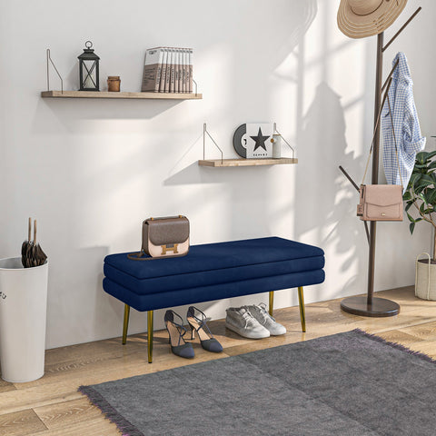 Rootz Upholstered Bench - Storage Bench - Seating Bench - Ample Storage Space - 100cm x 37.5cm x 42cm - Blue