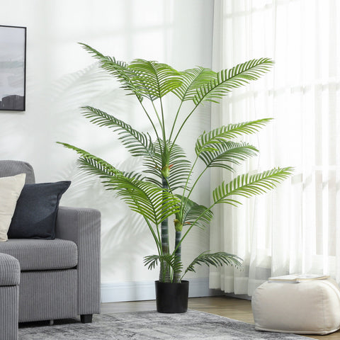 Rootz Artificial Palm with 16 Leaves - Faux Plant - UV-Resistant Greenery - Perfect Indoor/Outdoor - 175cm with Pot Ø20 x 17cm
