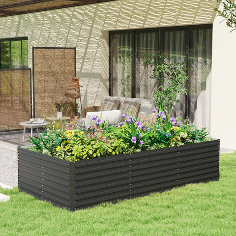 Rootz Rectangular Flower Tub - Raised Garden Bed - Planter Box - Promotes Root Growth - 240 x 120 x 60cm - Grey
