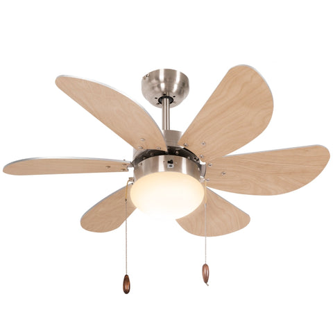 Rootz Ceiling Fan with Light - Chain Pull Switch - 3 Speeds - Energy-Efficient Lighting - Versatile Airflow - Quiet Operation - 76cm x 76cm x 41.5cm - White