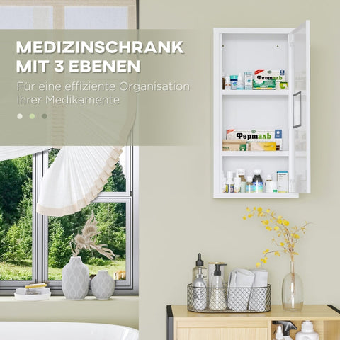 Rootz Kleankin Medicine Cabinet - First Aid Cabinet - Medical Storage - Secure Magnetic Closure - Efficient Organization - Quick Identification - 30L x 12W x 60H cm - Cold Rolled Steel