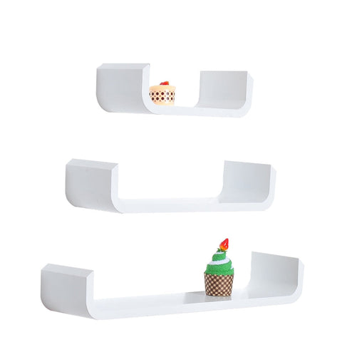 Rootz 3 Piece Set Wall Shelf Cube - Floating Shelves - Decorative Shelves - Versatile Installation - Trendy Design - Durable Material - 60W x 15D x 10H cm, 45W x 15D x 10H cm, 30W x 15D x 10H cm - MDF Board - White