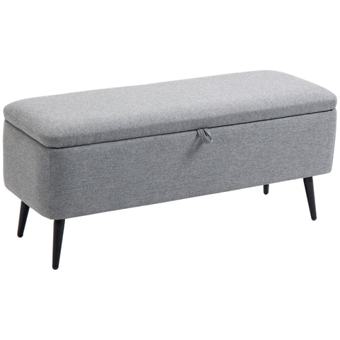 Rootz Upholstered Bench with Storage - Bed Bench - Linen-Like Fabric - Stylish Accent - 101cm x 38.5cm x 44.5cm