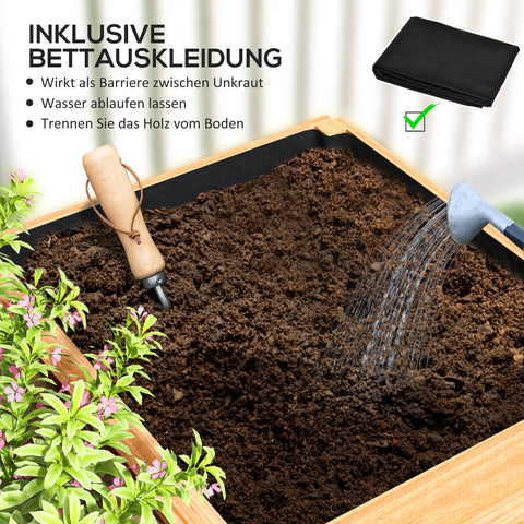 Rootz Wooden Raised Bed - Plant Bed - Garden Planter - Promotes Healthy Root Growth - 3 Planting Zones - 140 x 60 x 40 cm