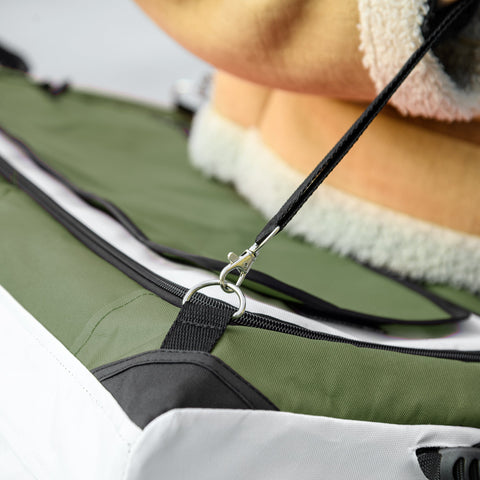 Rootz Foldable Hundbuggy - Dog Car - Pet Stroller - Comfortable Travel - 81cm x 58cm x 97.5cm -Green, White