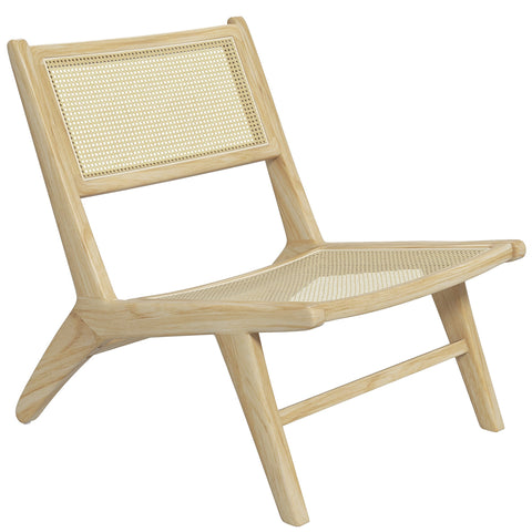 Rootz Lounge Chair - Relaxed Chair - Braided Seat - Deep Comfort - 60x71x73cm - Rubber Wood Frame