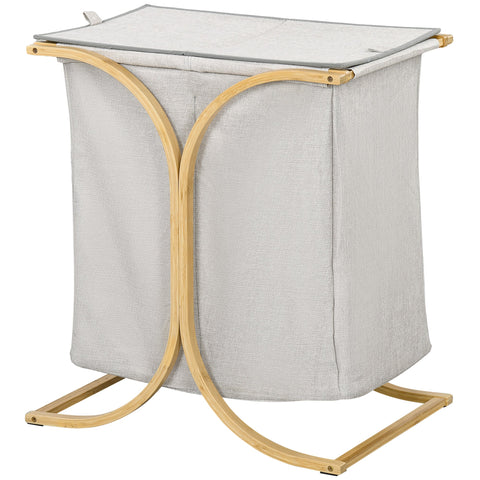 Rootz Bamboo Laundry Basket - Laundry Storage Basket - Clothes Hamper - Natural Touch - 55L x 40W x 62H cm - Grey