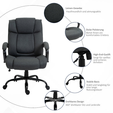Rootz Ergonomic Office Chair - Desk Chair - Swivel Chair - Supports Up to 220 kg - Grey - Padded Armrest - 72.5cm x 83cm x 110-118cm