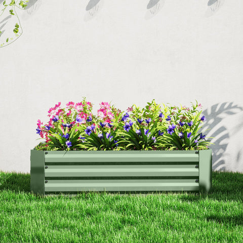 Rootz Raised Garden Bed - Plant Box - Flower Box - Galvanized Steel - Rust Protection - 120cm x 90cm x 30cm - Green