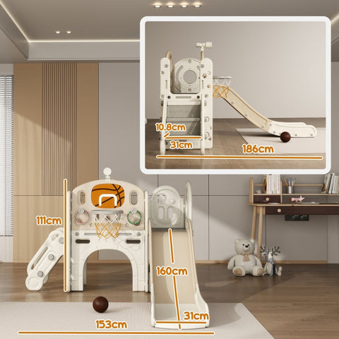 Rootz 7-in-1 Outdoor Kids Slide - Children's Playground - Plastic Slide - HDPE Material - 186L x 153W x 111H cm