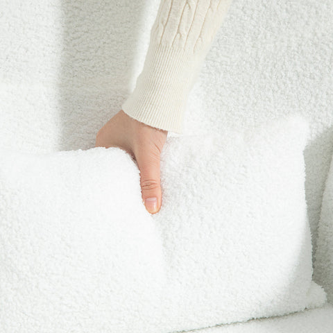 Rootz Rocking Chair - Fluffy Chair - Glider Chair - Luxurious Comfort - 67cm x 95cm x 100cm - White