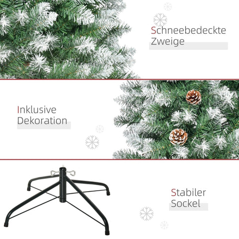 Rootz Artificial Christmas Tree - Snow-Covered Branches - Decorative Cones - Realistic Appearance - 180cm x 75cm - 630 Tips - 37 Cones