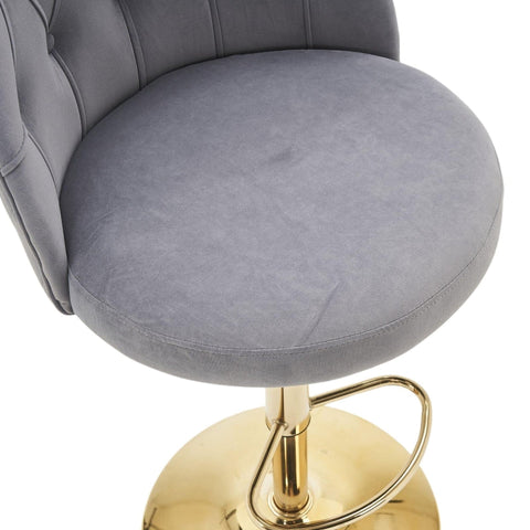 Rootz 2 Piece Set Bar Stool - Adjustable Stools - Modern Swivel Chairs - Soft Velvet Fabric - 48cm x 54cm x 92-113cm