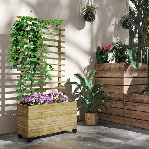 Rootz Planter with Trellis - Raised Bed - Mobile Flower Box - Weatherproof - 76cm x 30cm x 155cm
