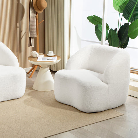 Rootz White Modern Armchair - Cozy Upholstered Chair - Fleece Padding Sofa - Ultimate Comfort - 81cm x 82cm x 73.5cm