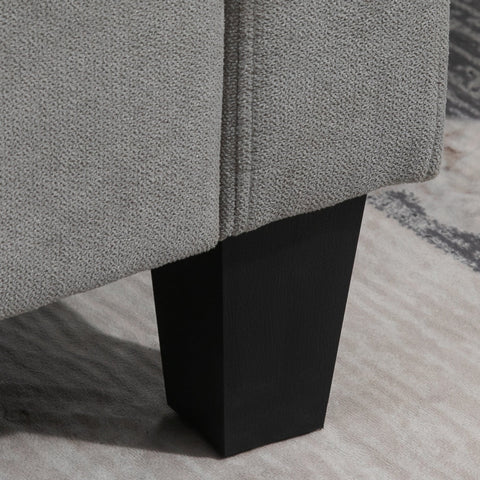 Rootz 3-Seater Corner Sofa - Lounge Sofa - Modular Sofa - Turnable Ottoman - Polyester Comfort - 197b x 139t x 91h cm,  Grey