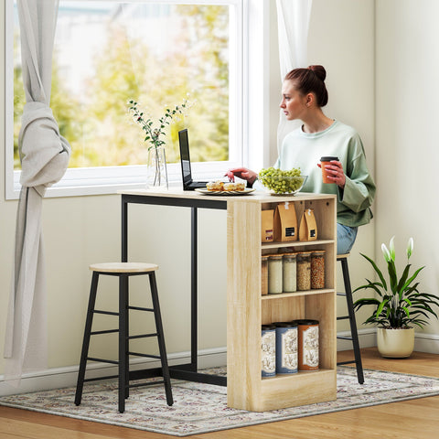 Rootz 3-Part Bar Table Set - Pub Table - High Top Table Set - Space-Saving - 91cm x 49cm x 91cm