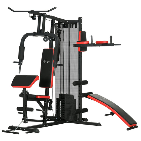 Rootz Multi-Purpose Training Station - Home Gym Equipment - Fitness Tower - 65kg Adjustable - 225cm x 175cm x 200cm - Steel & Faux Leather