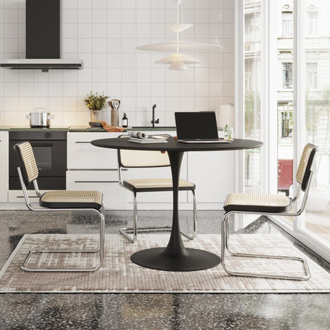 Rootz Modern Round Dining Table - Patchwork Plates - Metal Base - Durable Stability - 120cm x 120cm x 75cm