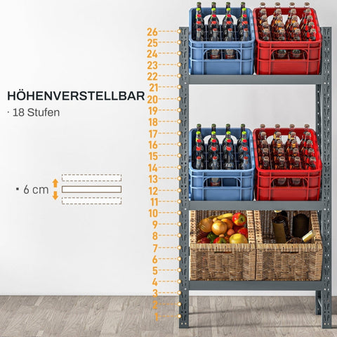 Rootz Drinks Crate Rack - Beer Crate Organizer - Beverage Storage Stand - Space-Saving - Adjustable Shelves - Sturdy Steel - 80cm x 30cm x 160cm